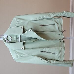 Blank NYC Green Leather Jacket Zip Front Modern Design